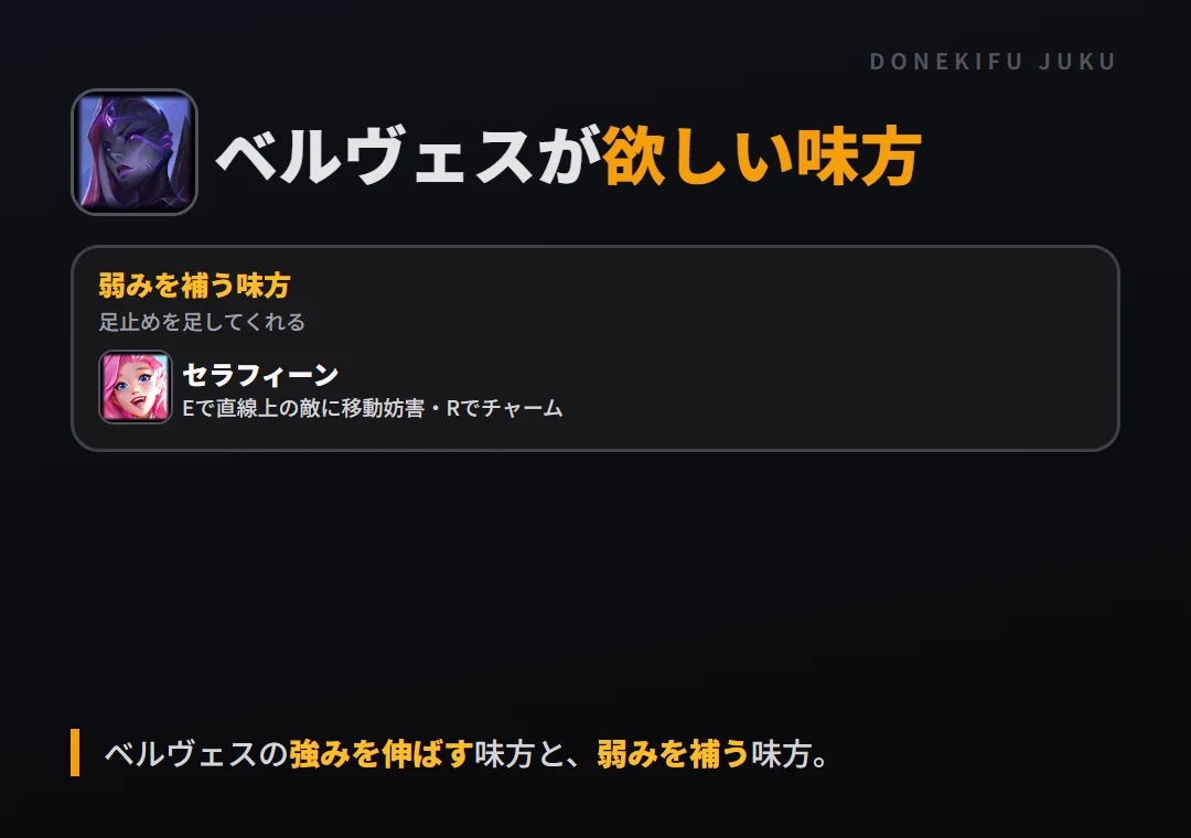 ベルヴェスが欲しい味方。弱みを補う味方: セラフィーン