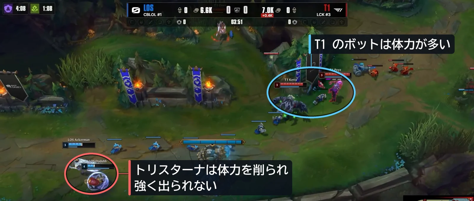 3分51秒。トリスターナは体力を削られて下がる